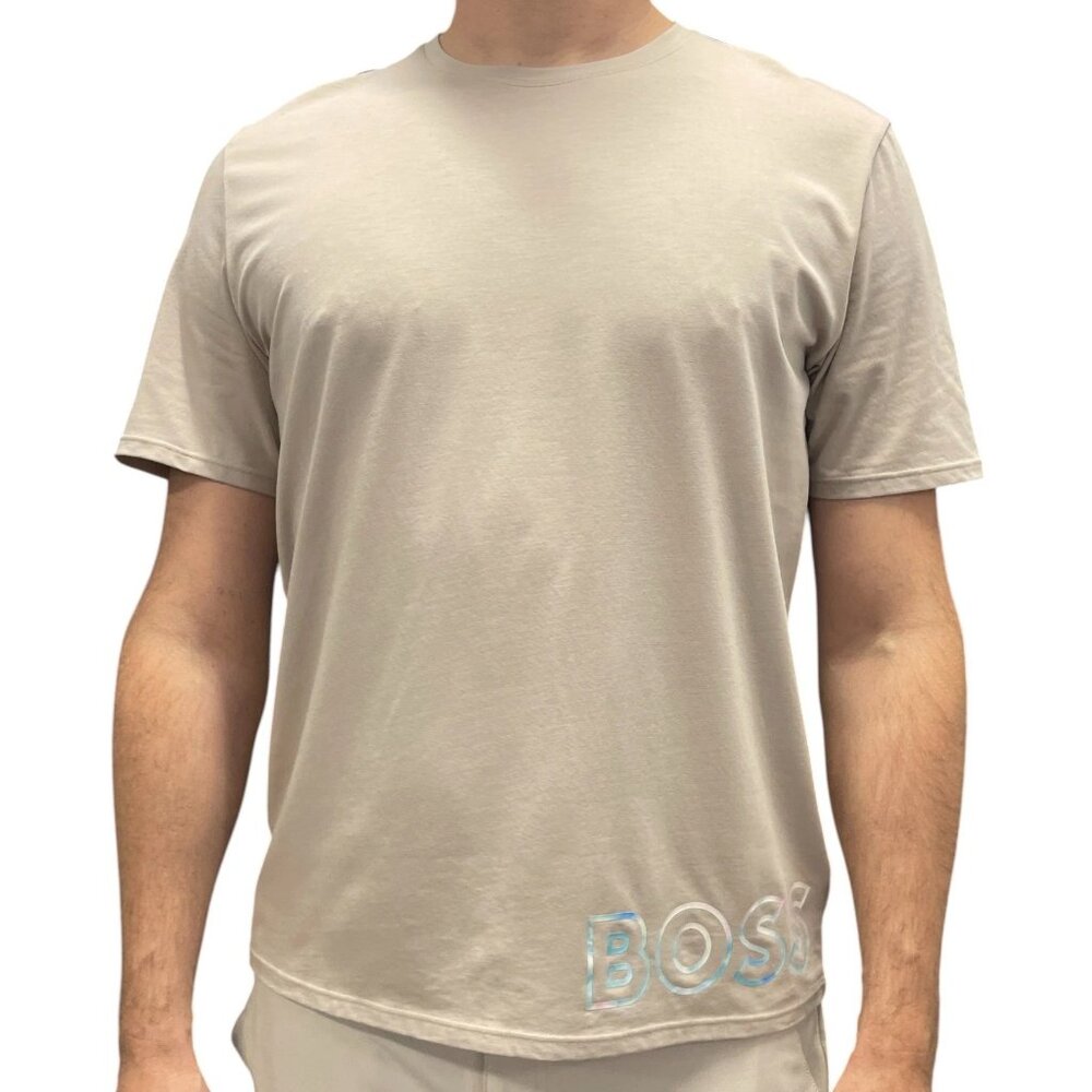 NWT BOSS Men's Logo T-Shirt Crewneck Cotton Tee Size M Color Beige